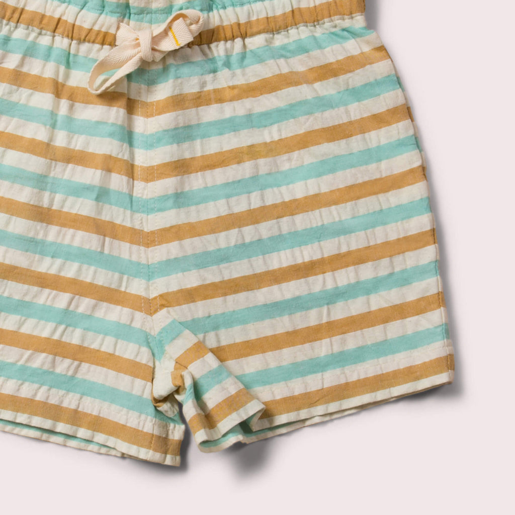 Little-Green-Radicals-Blue-Yellow-And-Cream-Striped-Seersucker-Shorts-Closeup-View