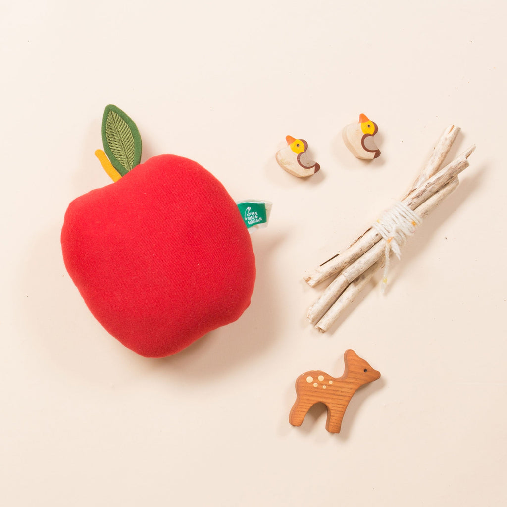 Little-Green-Radicals-Red-Organic-Soft-Toy-In-Apple-Shape-Laydown
