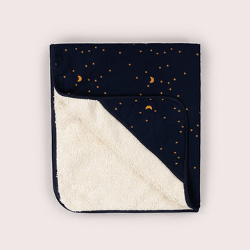 Dark Night Sherpa Hooded Organic Baby Blanket
