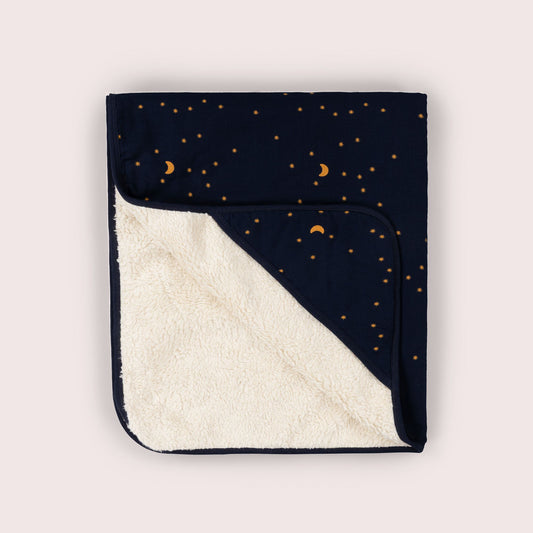 Dark Night Sherpa Hooded Organic Baby Blanket