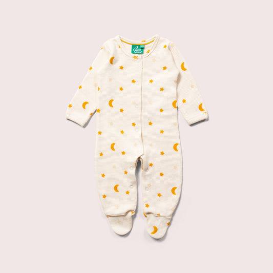 Cream Waffle Stars Organic Babygrow