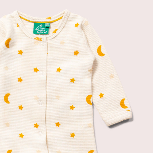 Cream Waffle Stars Organic Babygrow