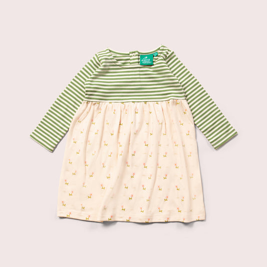 Pink Flowers Easy Peasy Long Sleeve Dress