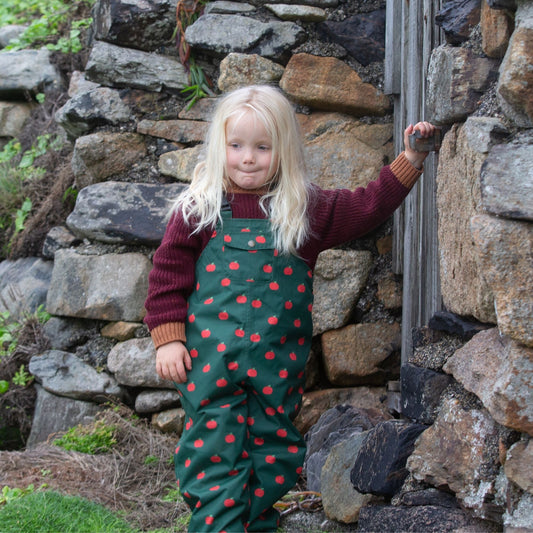 An Apple A Day Recycled Waterproof Lined Dungarees