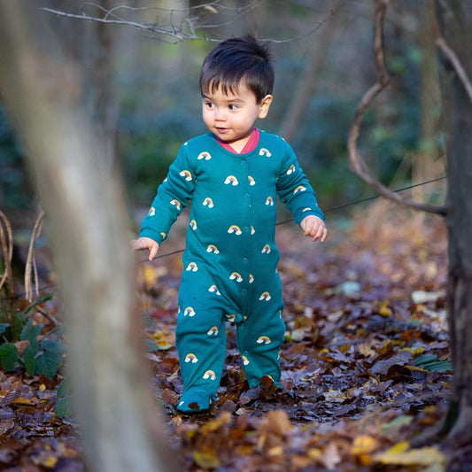 Turquoise Rainbows Organic Babygrow