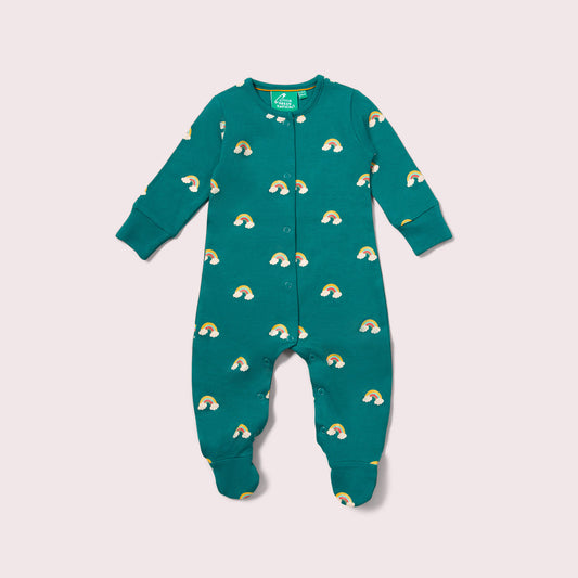 Turquoise Rainbows Organic Babygrow