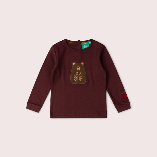 Teddy Bear Applique Long Sleeve T-Shirt
