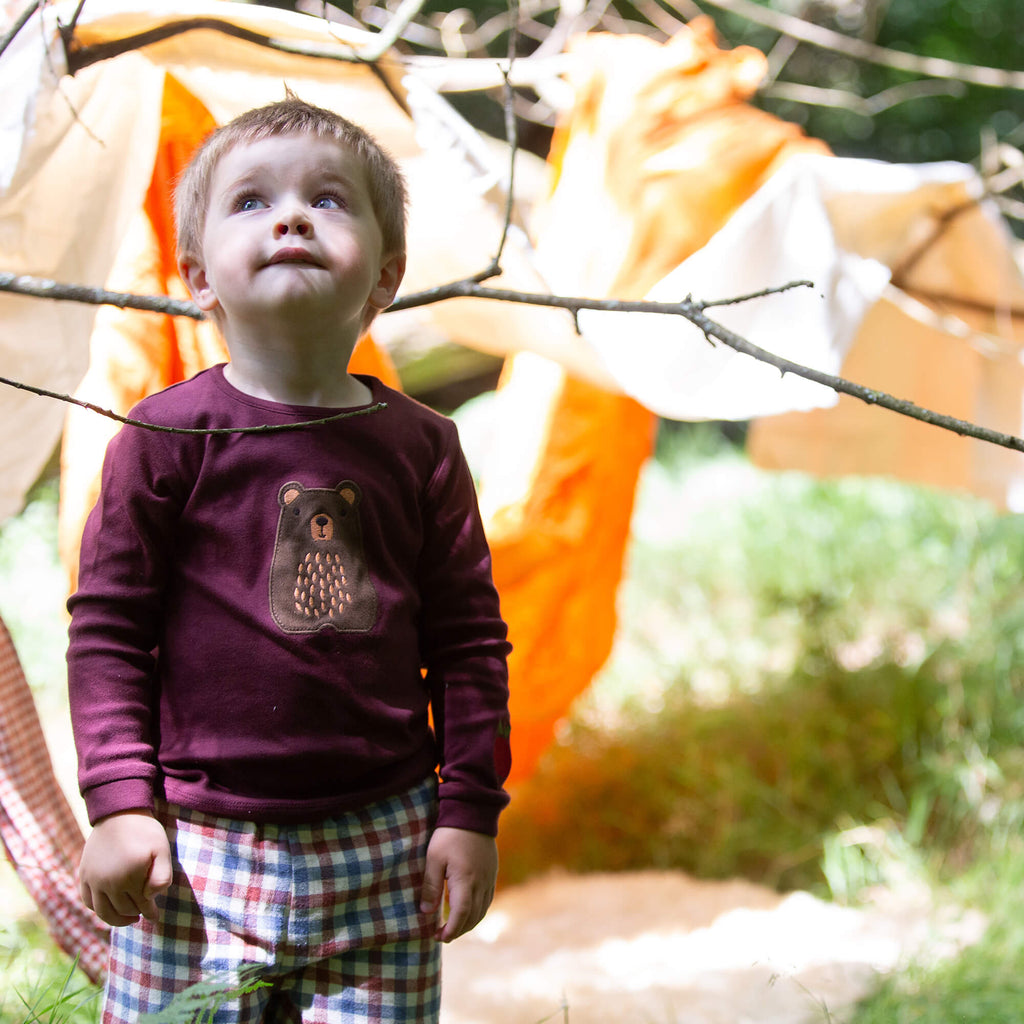 Teddy Bear Applique Long Sleeve T-Shirt Brown / 4-5y