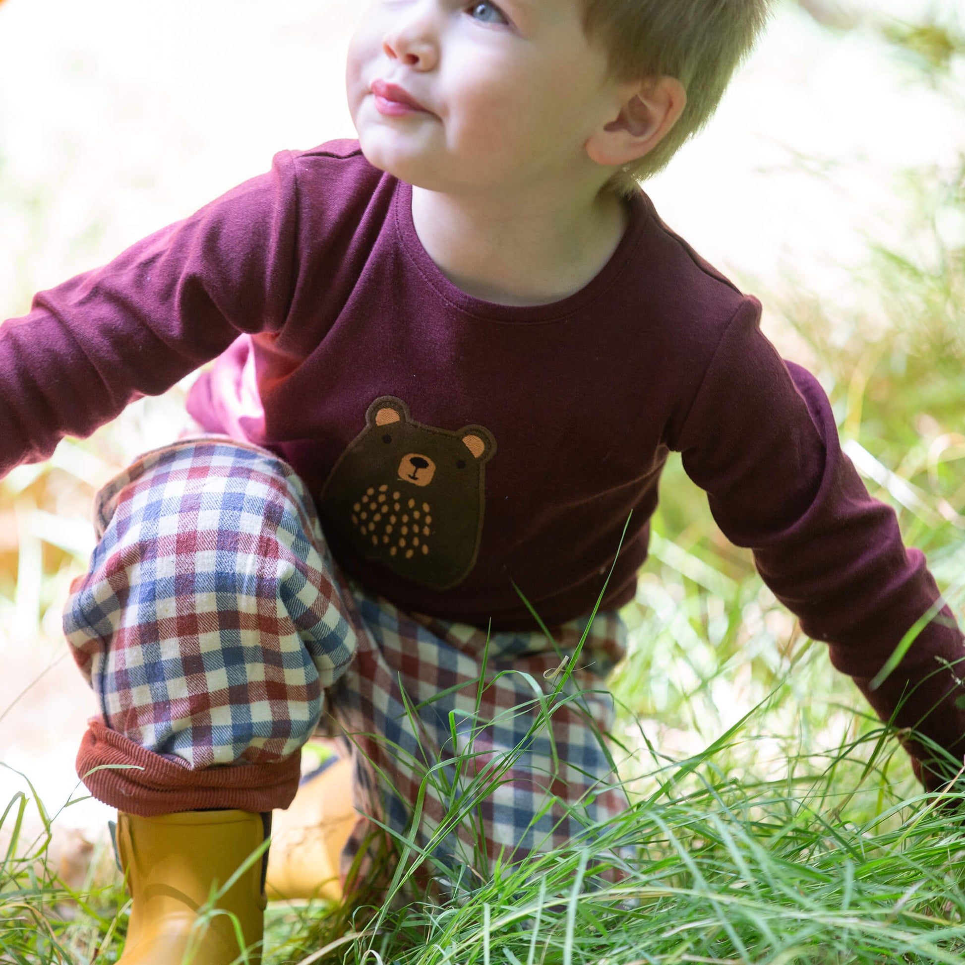 Teddy Bear Applique Long Sleeve T-Shirt Brown / 4-5y