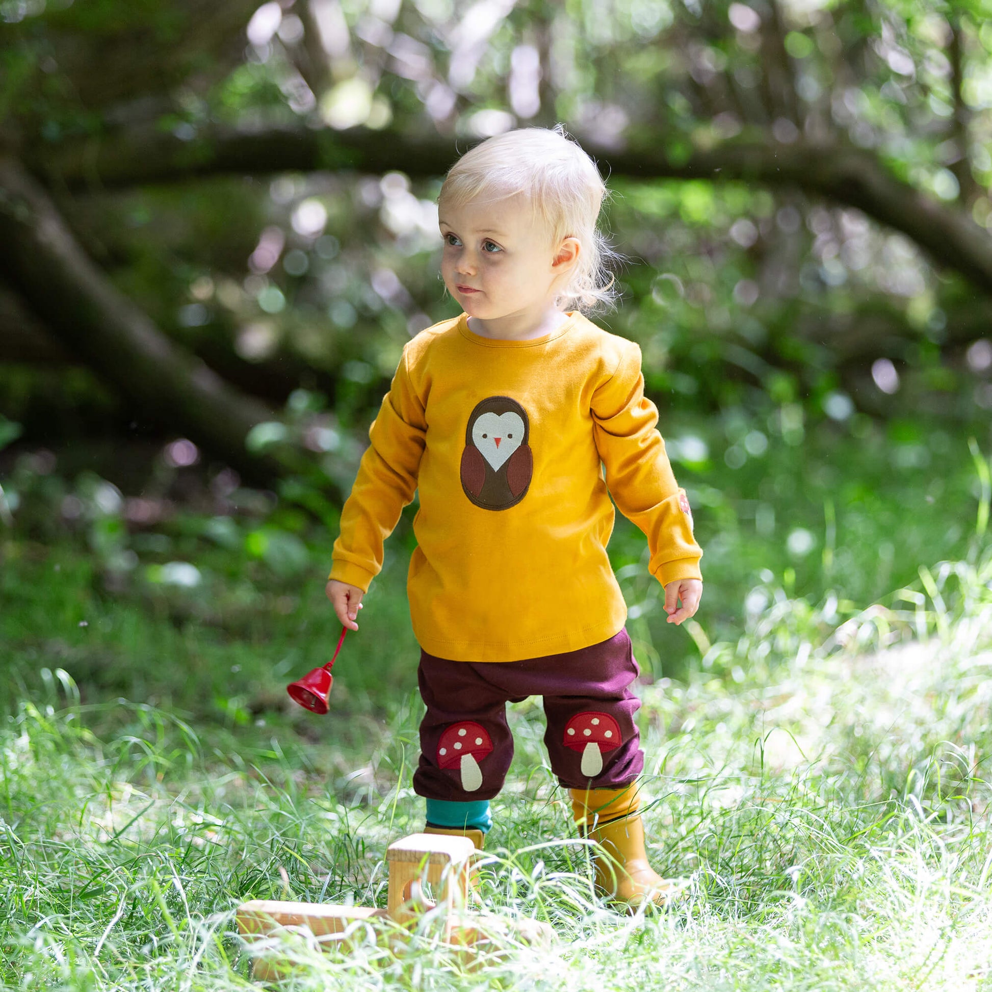 Brown Owl Applique Long Sleeve T-Shirt Gold / 4-5y