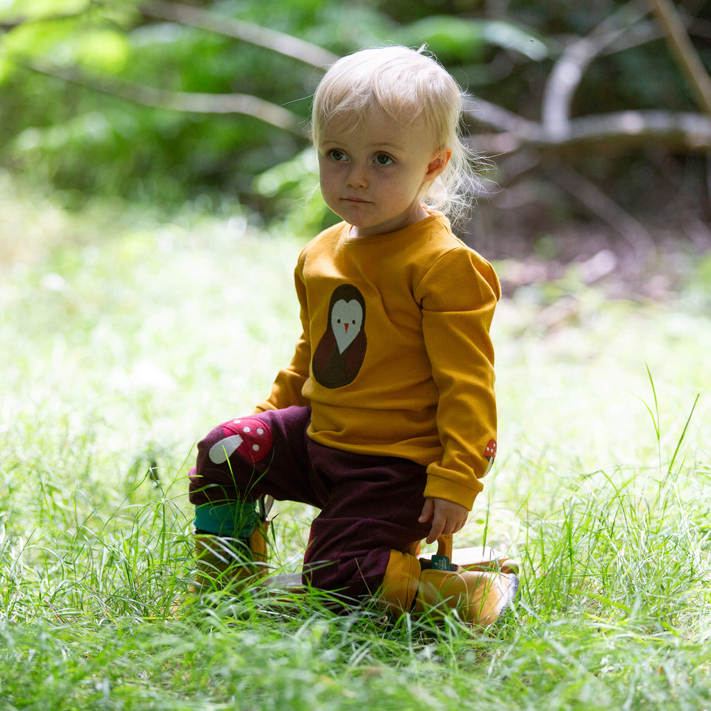 Brown Owl Applique Long Sleeve T-Shirt Gold / 4-5y