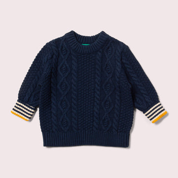 Navy Aran Knitted Jumper