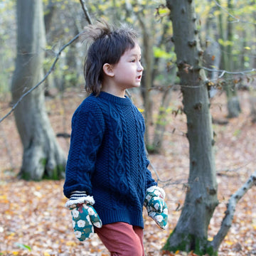 Navy Aran Knitted Jumper