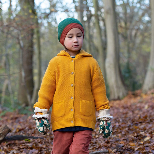 Gold Hooded Snuggly Knitted Cardigan