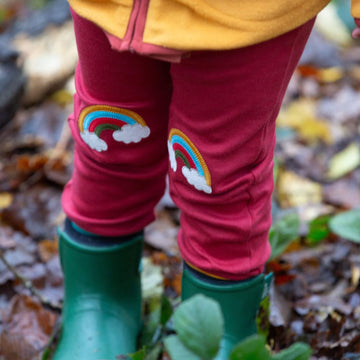 Soft Red Rainbow Knee Patch Joggers