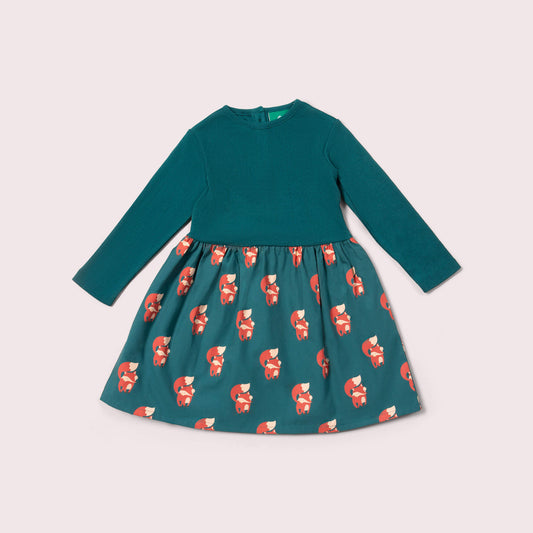 Red Foxes Long Sleeve Twirler Dress