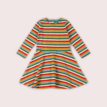 Rainbow Striped Long Sleeve Spinny Dress
