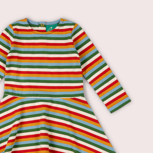 Rainbow Striped Long Sleeve Spinny Dress