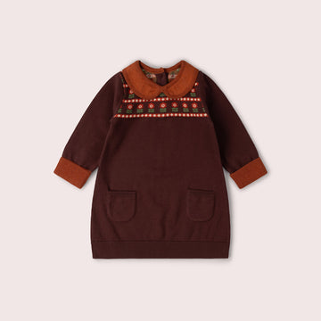 Collecting Flowers Knitted Collar Dress