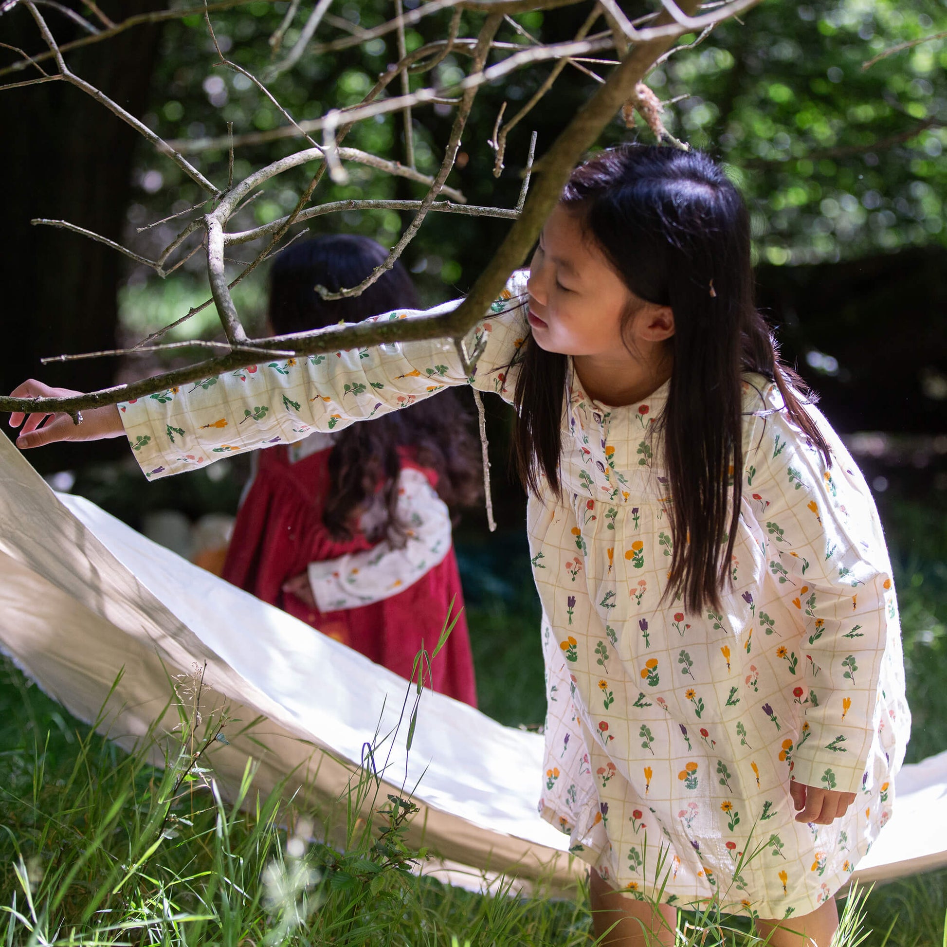 Botanical Sailor Dress Cream / 7-8y