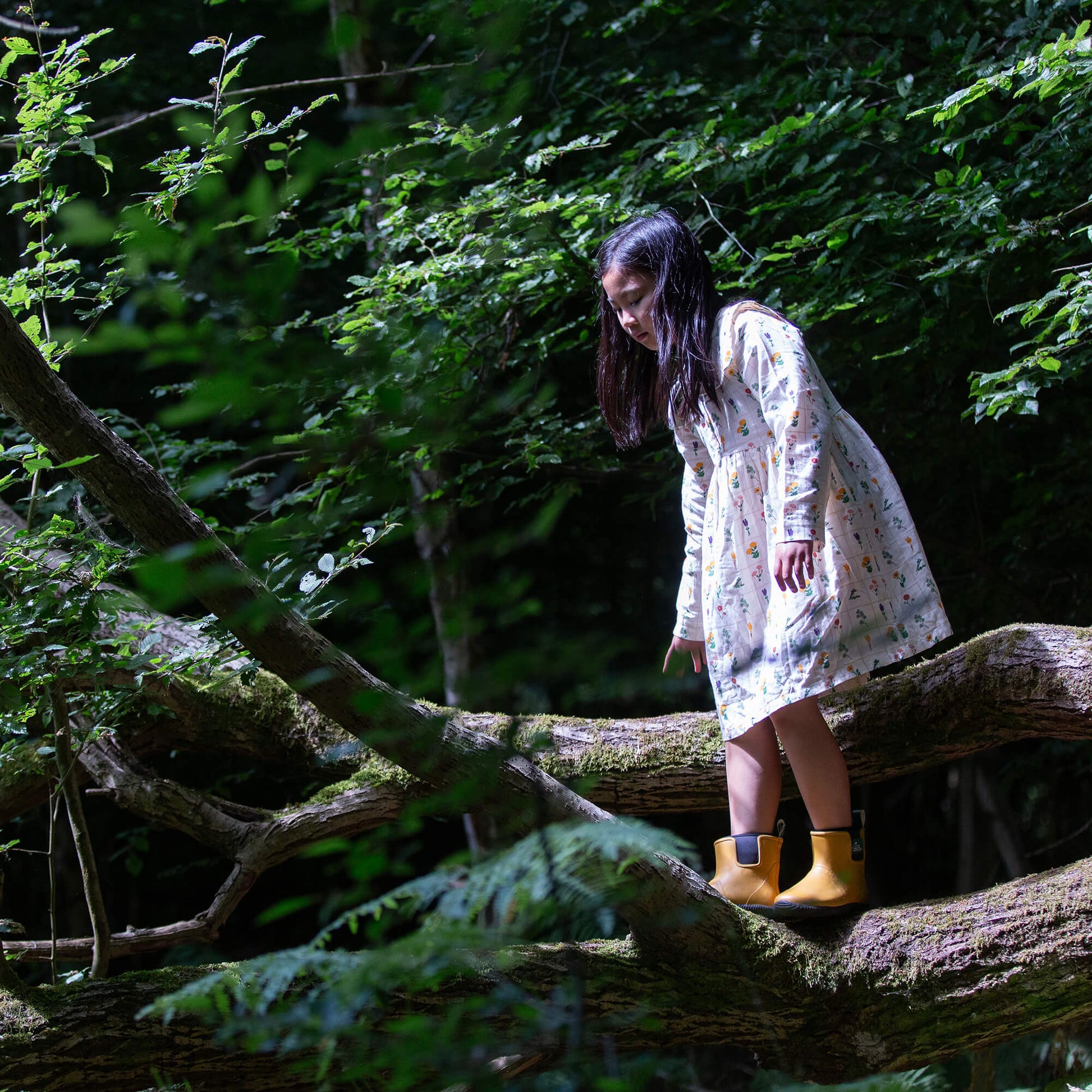 Botanical Sailor Dress Cream / 7-8y