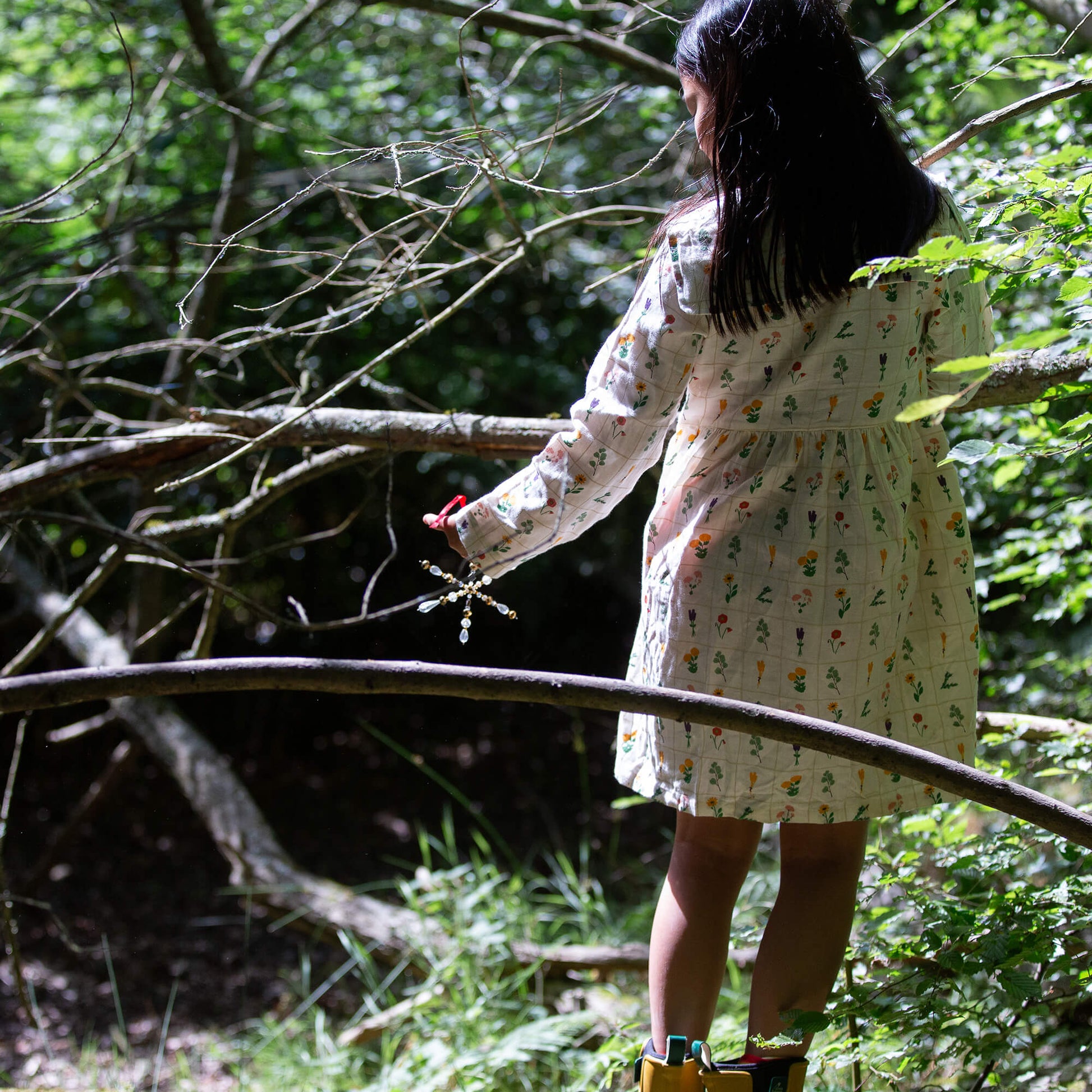 Botanical Sailor Dress Cream / 7-8y