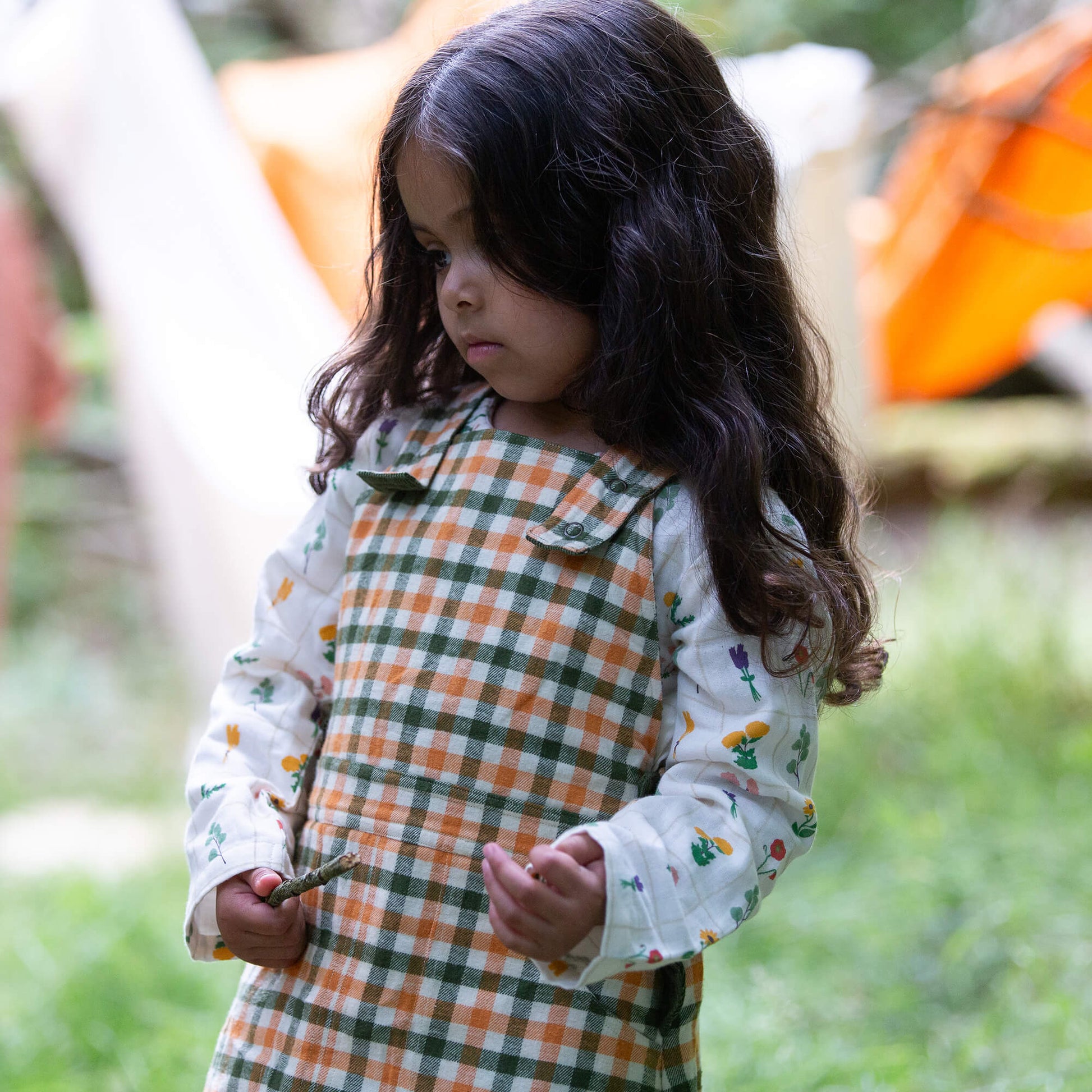 Chive Classic Reversible Pinafore Dress Green / 7-8y