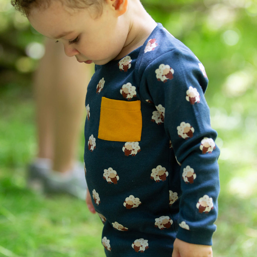 Sleeping Sheep Organic T-Shirt & Jogger Playset Blue / 4-5y