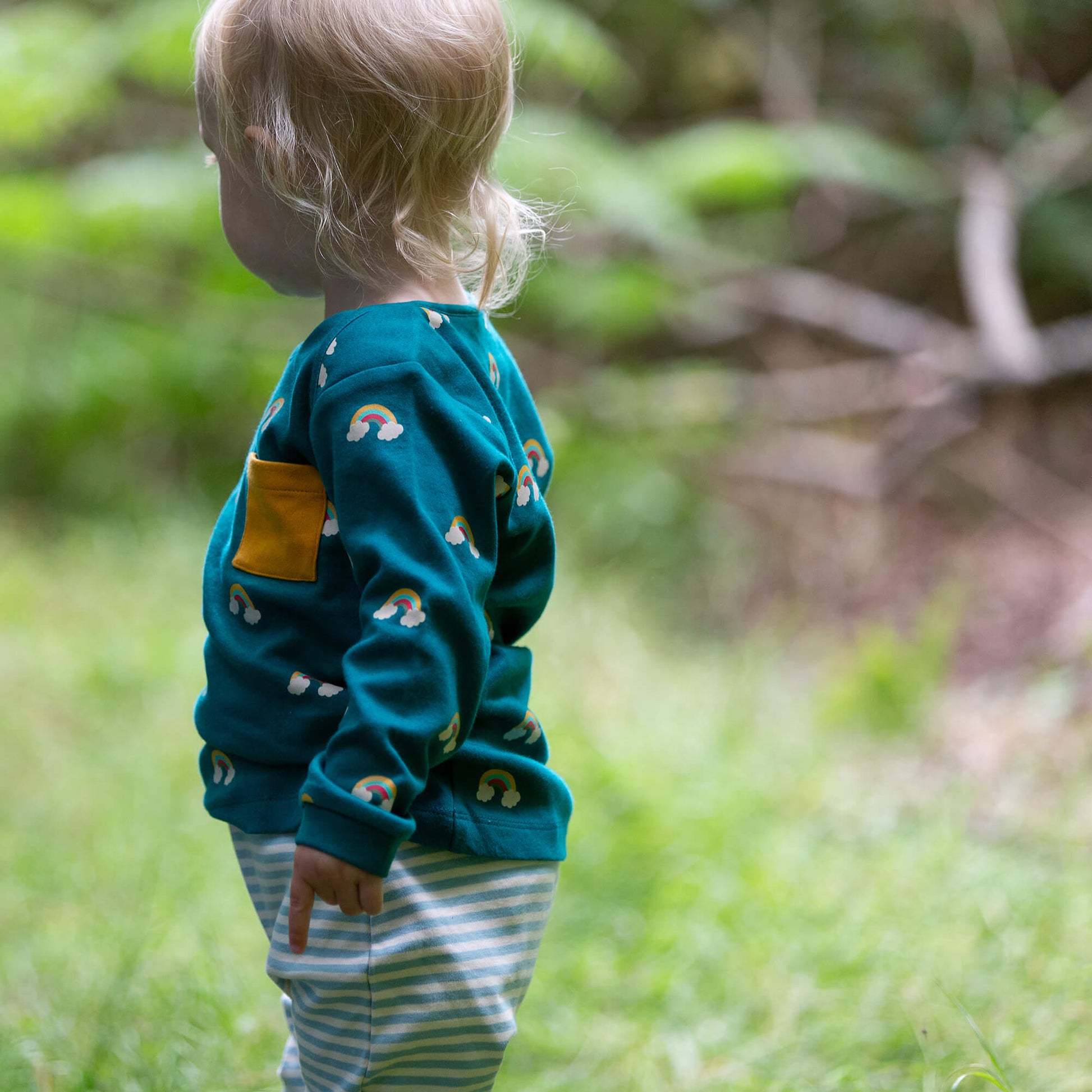 Turquoise Rainbows Organic T-Shirt & Jogger Playset Green / 4-5y