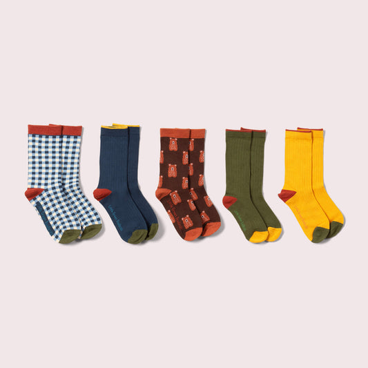 Teddy Bear Ankle Socks 5 Pack