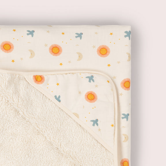 Moon and Sun Sherpa Hooded Organic Baby Blanket – Little Green Radicals