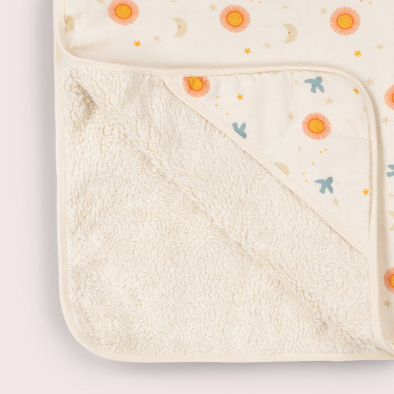 Moon and Sun Sherpa Hooded Organic Baby Blanket – Little Green Radicals