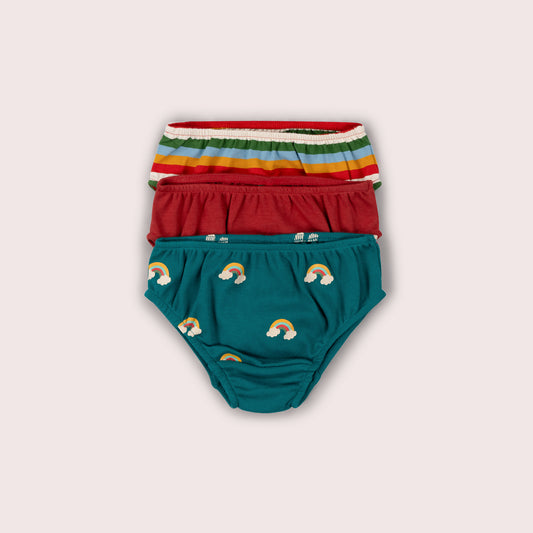 Turquoise Rainbows Organic Underwear 3 Pack