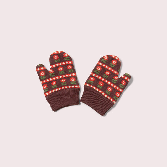 Collecting Flowers Knitted Mittens