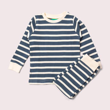 Midnight Blue Striped Organic Pyjamas