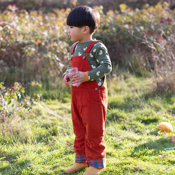 Burnt Ochre Lined Corduroy Dungarees Red / 6-7y