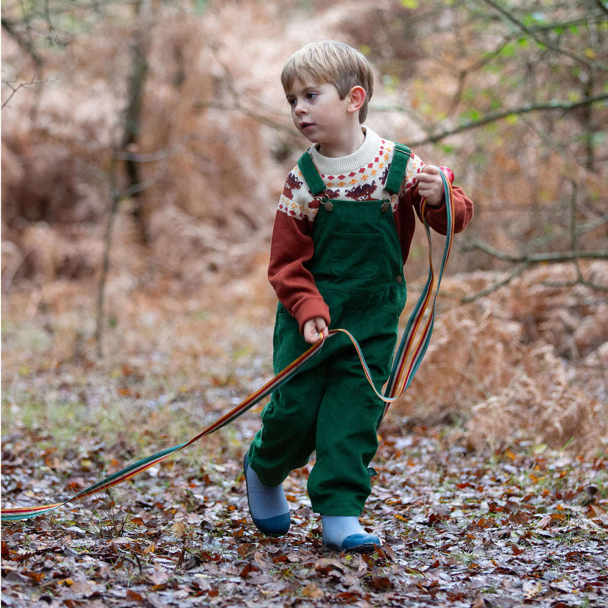 Olive Green Lined Corduroy Dungarees Green / 6-7y