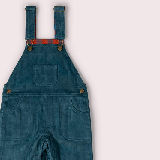 Calm Sea Lined Corduroy Dungarees Blue / 6-7y