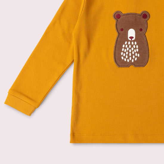 Brown Bear Applique Long Sleeve T-Shirt Gold / 4-5y