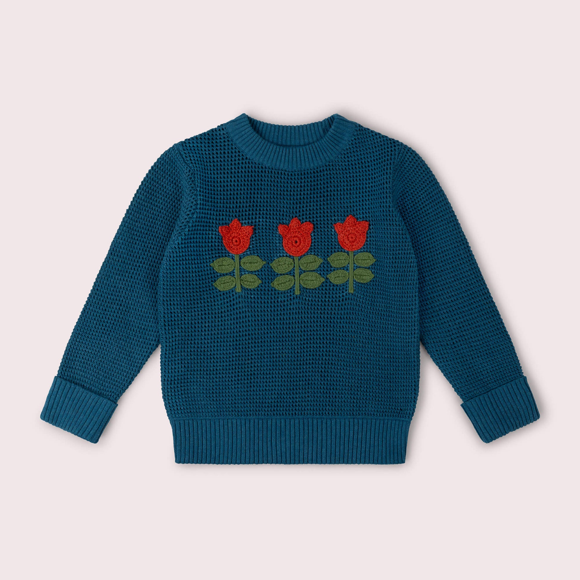Tulips Knitted Knitted Jumper Blue / 7-8y