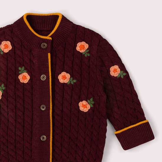 Berry Petal Snuggly Knitted Cardigan Purple / 7-8y
