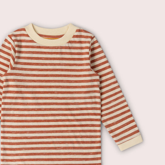 Burnt Ochre Striped Long Sleeve T-Shirt