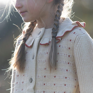 Oatmeal Frill Snuggly Knitted Cardigan Cream / 7-8y