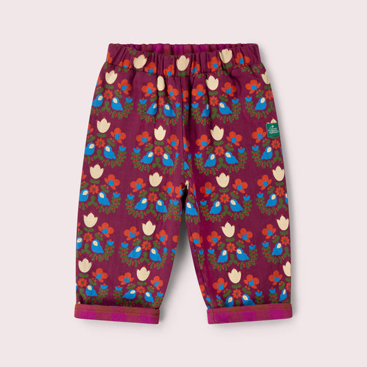 Folk Birds Reversible Pull On Trousers Purple / 7-8y