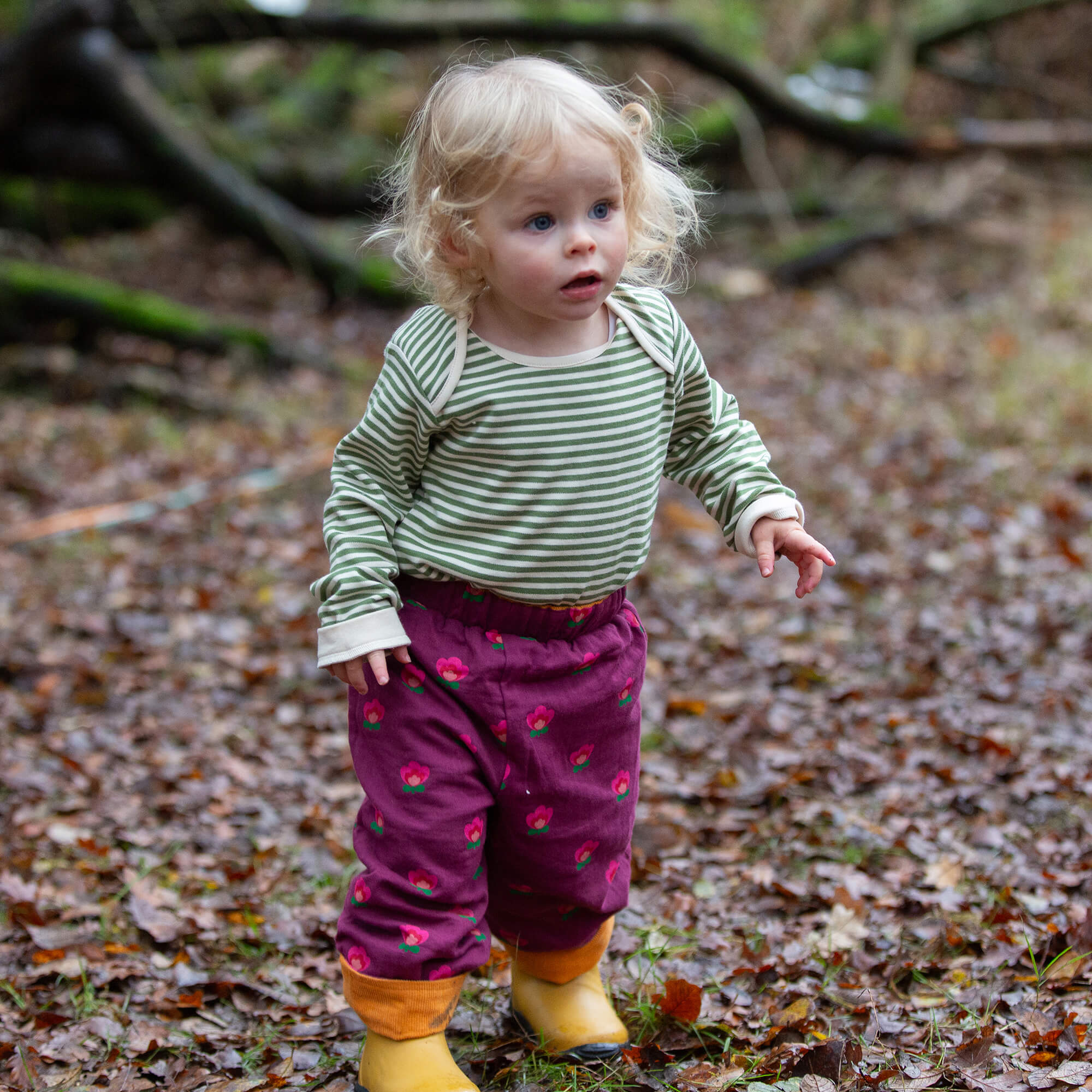 Pink Flowers Reversible Pull On Trousers – Little Green Radicals