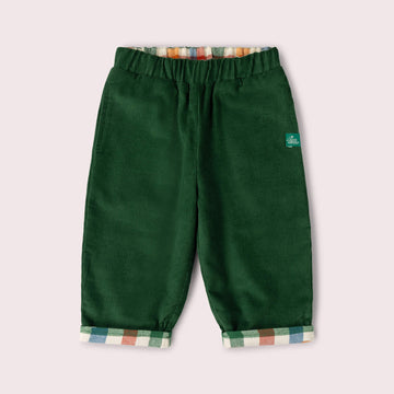 Olive Check Reversible Pull On Trousers Green / 7-8y
