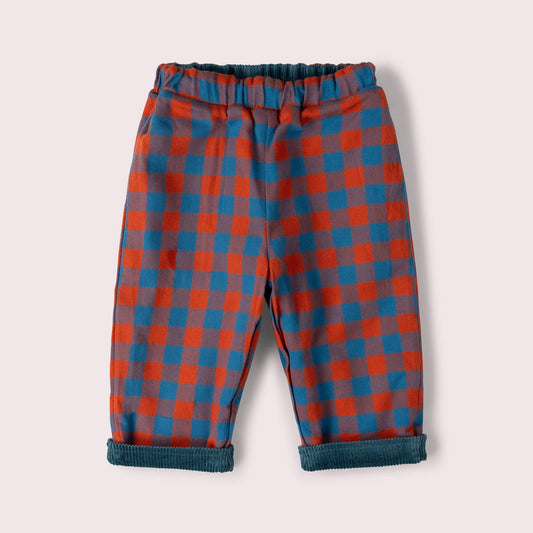 Calm Sea Check Reversible Pull On Trousers Blue / 7-8y