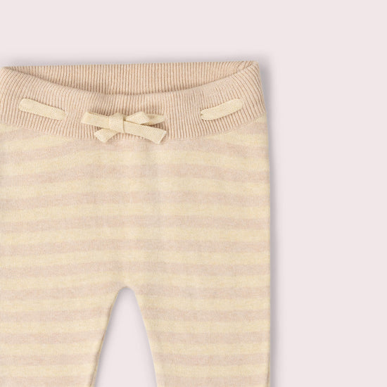 Oatmeal Striped Tie Waist Knitted Joggers Cream / 5-6y