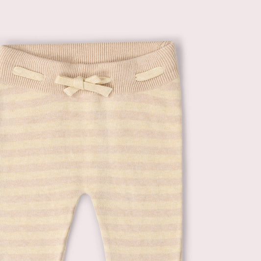 Oatmeal Striped Tie Waist Knitted Joggers Cream / 5-6y