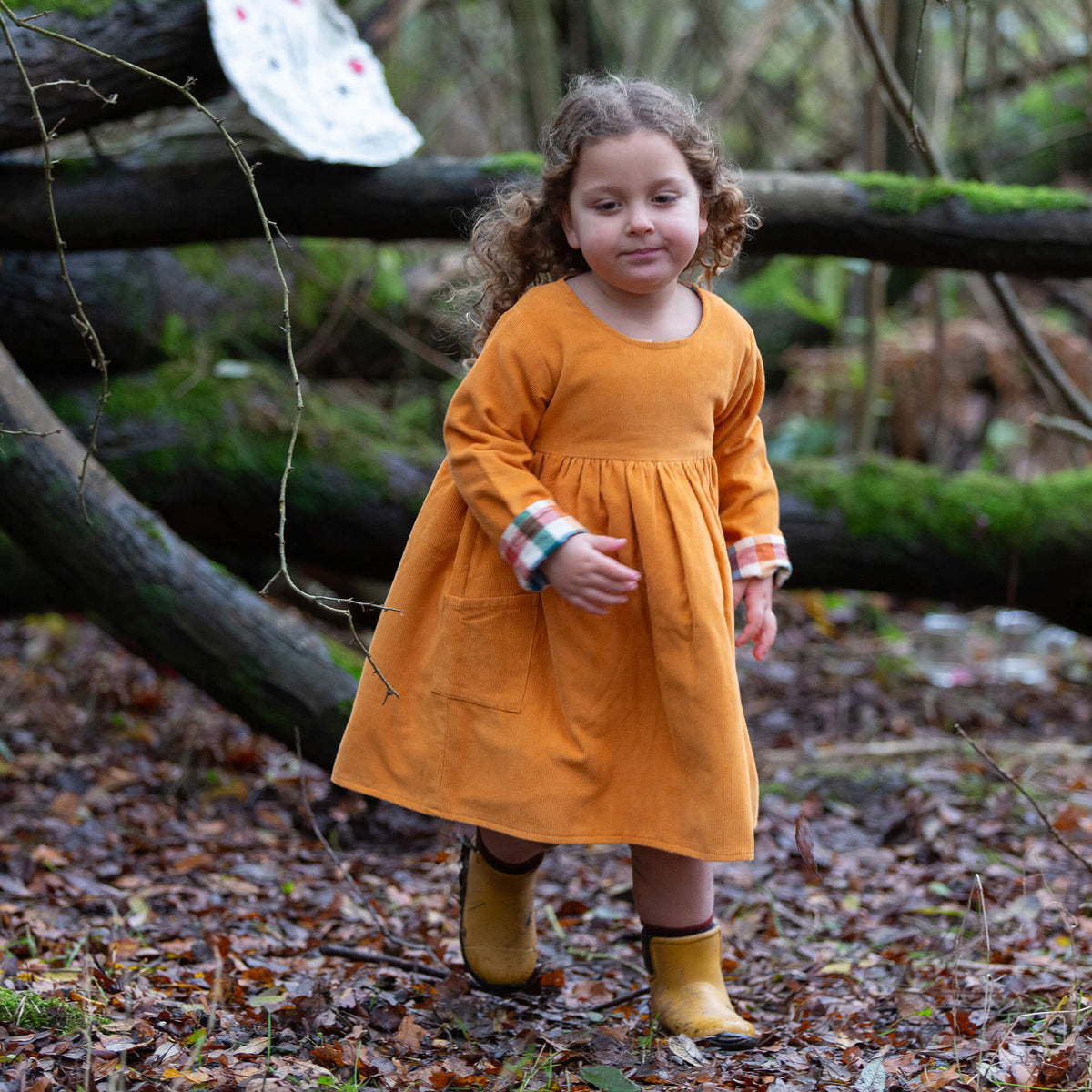 Sunflower Reversible Corduroy Pocket Dress Gold / 7-8y